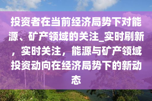 投資者在當(dāng)前經(jīng)濟(jì)局勢下對能源、礦產(chǎn)領(lǐng)域的關(guān)注_實(shí)時(shí)刷新，實(shí)時(shí)關(guān)注，能源與礦產(chǎn)領(lǐng)域投資動向在經(jīng)濟(jì)局勢下的新動態(tài)