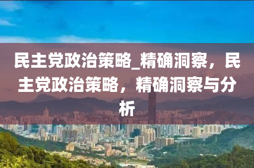 民主黨政治策略_精確洞察，民主黨政治策略，精確洞察與分析