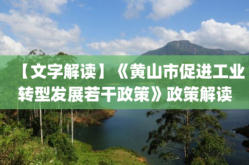 【文字解讀】《黃山市促進工業(yè)轉型發(fā)展若干政策》政策解讀