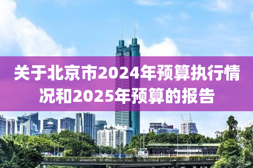 關(guān)于北京市2024年預(yù)算執(zhí)行情況和2025年預(yù)算的報(bào)告