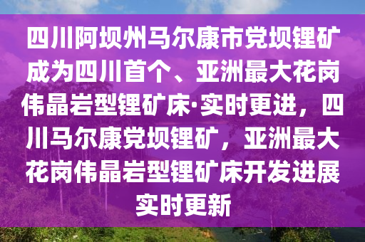 亞洲最大花崗偉晶巖型鋰礦床·實(shí)時(shí)更進(jìn)