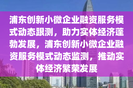 浦東創(chuàng)新小微企業(yè)融資服務(wù)模式動(dòng)態(tài)跟測(cè)，助力實(shí)體經(jīng)濟(jì)蓬勃發(fā)展，浦東創(chuàng)新小微企業(yè)融資服務(wù)模式動(dòng)態(tài)監(jiān)測(cè)，推動(dòng)實(shí)體經(jīng)濟(jì)繁榮發(fā)展