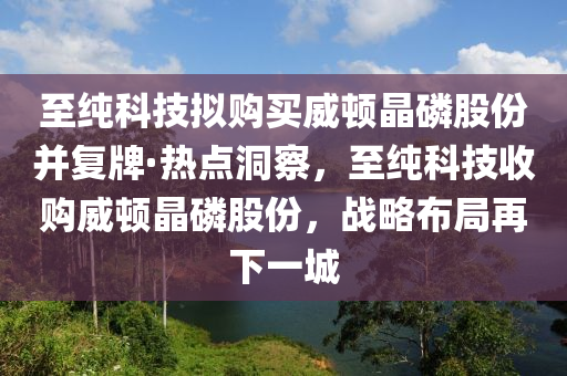 至純科技擬購買威頓晶磷股份并復(fù)牌·熱點洞察，至純科技收購?fù)D晶磷股份，戰(zhàn)略布局再下一城