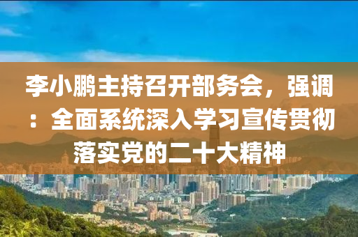 李小鵬主持召開部務(wù)會，強調(diào)：全面系統(tǒng)深入學(xué)習(xí)宣傳貫徹落實黨的二十大精神