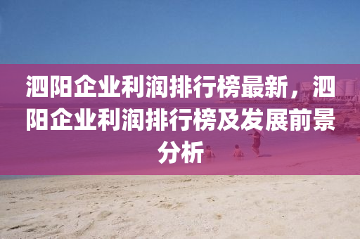 泗陽企業(yè)利潤排行榜最新，泗陽企業(yè)利潤排行榜及發(fā)展前景分析