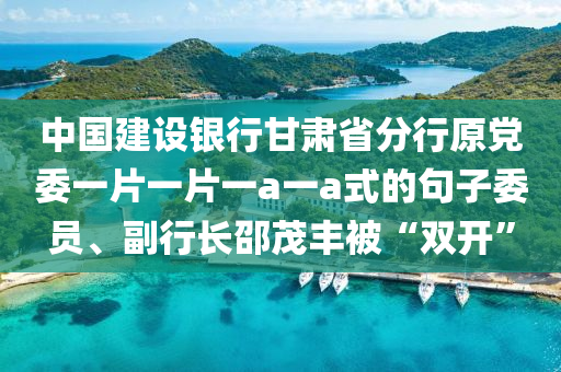 中國建設(shè)銀行甘肅省分行原黨委一片一片一a一a式的句子委員、副行長邵茂豐被“雙開”