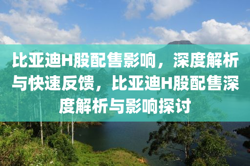 比亞迪H股配售影響，深度解析與快速反饋，比亞迪H股配售深度解析與影響探討