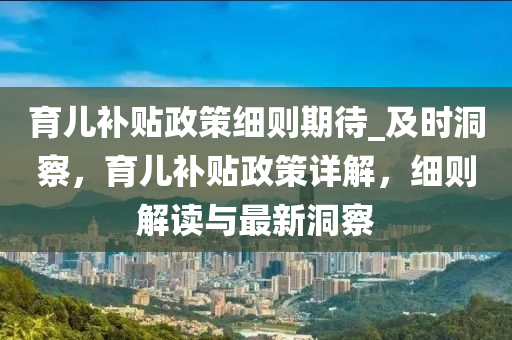 育兒補貼政策細則期待_及時洞察，育兒補貼政策詳解，細則解讀與最新洞察