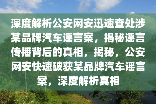 深度解析公安網(wǎng)安迅速查處涉某品牌汽車謠言案，揭秘謠言傳播背后的真相，揭秘，公安網(wǎng)安快速破獲某品牌汽車謠言案，深度解析真相