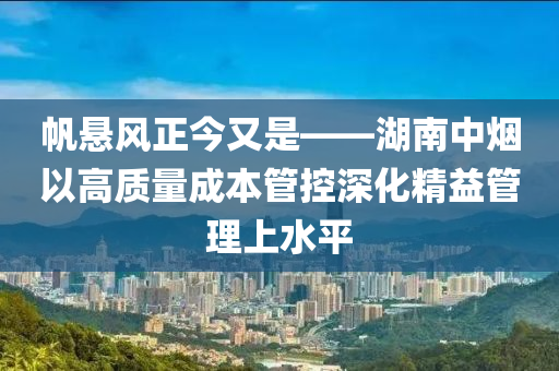 帆懸風(fēng)正今又是——湖南中煙以高質(zhì)量成本管控深化精益管理上水平