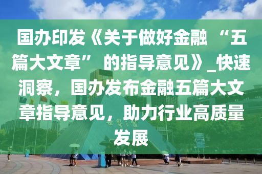 國(guó)辦印發(fā)《關(guān)于做好金融 “五篇大文章” 的指導(dǎo)意見(jiàn)》_快速洞察，國(guó)辦發(fā)布金融五篇大文章指導(dǎo)意見(jiàn)，助力行業(yè)高質(zhì)量發(fā)展