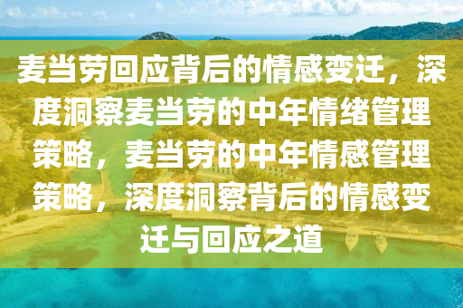 麥當(dāng)勞回應(yīng)背后的情感變遷，深度洞察麥當(dāng)勞的中年情緒管理策略，麥當(dāng)勞的中年情感管理策略，深度洞察背后的情感變遷與回應(yīng)之道