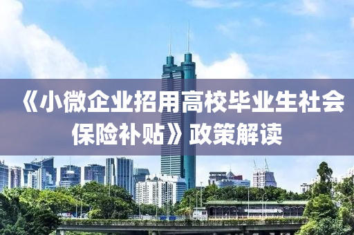 《小微企業(yè)招用高校畢業(yè)生社會保險補貼》政策解讀