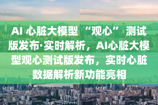 AI 心臟大模型 “觀心” 測試版發(fā)布·實時解析，AI心臟大模型觀心測試版發(fā)布，實時心臟數(shù)據(jù)解析新功能亮相