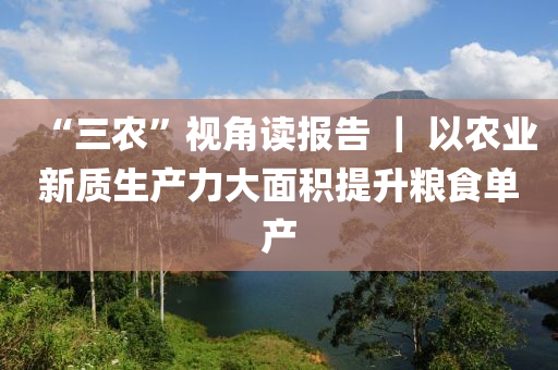 “三農(nóng)”視角讀報(bào)告 ｜ 以農(nóng)業(yè)新質(zhì)生產(chǎn)力大面積提升糧食單產(chǎn)