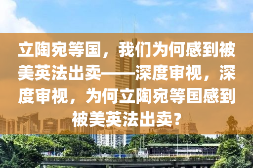 立陶宛等國，我們?yōu)楹胃械奖幻烙⒎ǔ鲑u——深度審視，深度審視，為何立陶宛等國感到被美英法出賣？