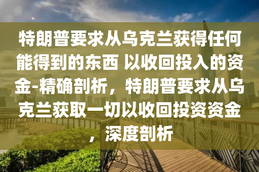 特朗普要求從烏克蘭獲得任何能得到的東西 以收回投入的資金-精確剖析