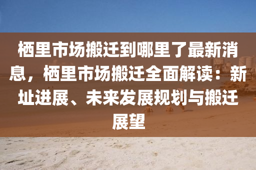 棲里市場搬遷到哪里了最新消息，棲里市場搬遷全面解讀：新址進(jìn)展、未來發(fā)展規(guī)劃與搬遷展望