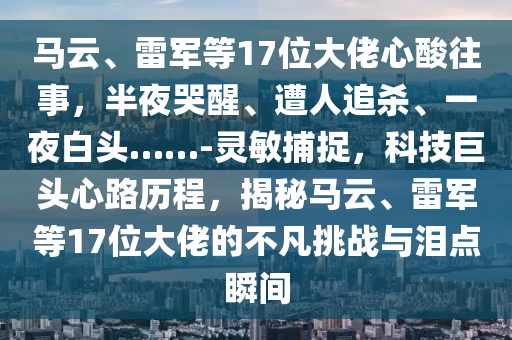 馬云、雷軍等17位大佬心酸往事，半夜哭醒、遭人追殺、一夜白頭……-靈敏捕捉，科技巨頭心路歷程，揭秘馬云、雷軍等17位大佬的不凡挑戰(zhàn)與淚點(diǎn)瞬間