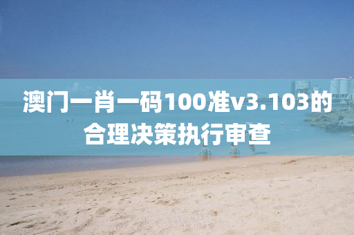 澳門一肖一碼100準v3.103的合理決策執(zhí)行審查