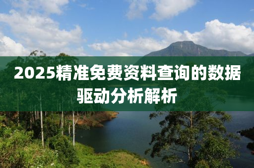 2025精準免費資料查詢的數(shù)據(jù)驅(qū)動分析解析