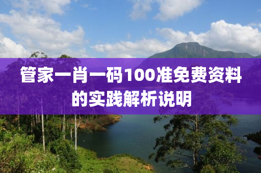 管家一肖一碼100準(zhǔn)免費資料的實踐解析說明