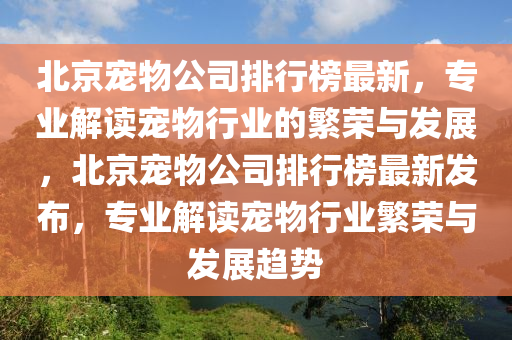 北京寵物公司排行榜最新，專業(yè)解讀寵物行業(yè)的繁榮與發(fā)展，北京寵物公司排行榜最新發(fā)布，專業(yè)解讀寵物行業(yè)繁榮與發(fā)展趨勢