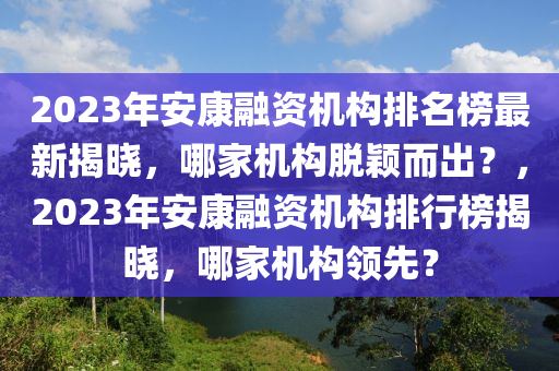 2023年安康融資機(jī)構(gòu)排名榜最新揭曉，哪家機(jī)構(gòu)脫穎而出？，2023年安康融資機(jī)構(gòu)排行榜揭曉，哪家機(jī)構(gòu)領(lǐng)先？