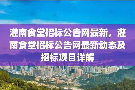 灌南食堂招標公告網(wǎng)最新，灌南食堂招標公告網(wǎng)最新動態(tài)及招標項目詳解