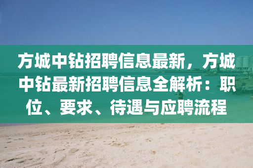 方城中鉆招聘信息最新，方城中鉆最新招聘信息全解析：職位、要求、待遇與應(yīng)聘流程