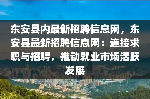 東安縣內(nèi)最新招聘信息網(wǎng)，東安縣最新招聘信息網(wǎng)：連接求職與招聘，推動就業(yè)市場活躍發(fā)展