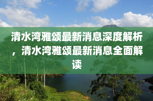 清水灣雅頌最新消息深度解析，清水灣雅頌最新消息全面解讀