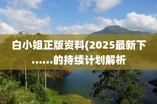 白小姐正版資料(2025最新下……的持續(xù)計(jì)劃解析