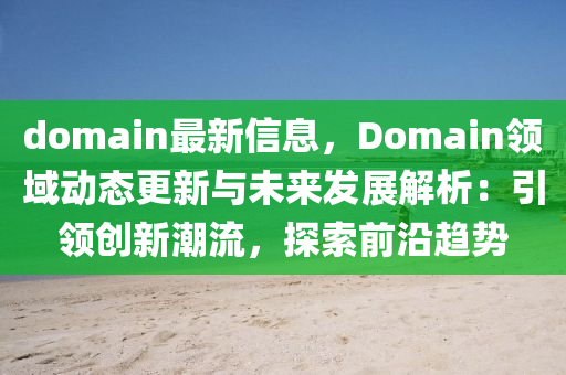 domain最新信息，Domain領(lǐng)域動態(tài)更新與未來發(fā)展解析：引領(lǐng)創(chuàng)新潮流，探索前沿趨勢