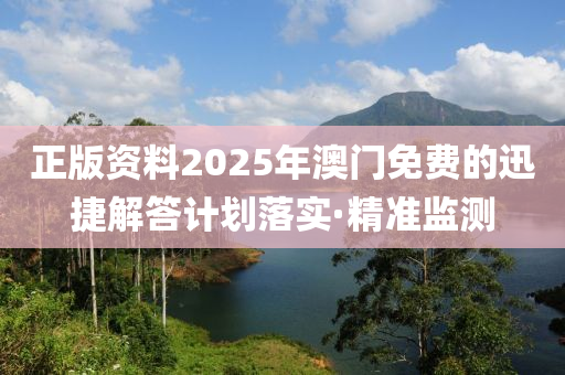 正版資料2025年澳門免費的迅捷解答計劃落實·精準監(jiān)測