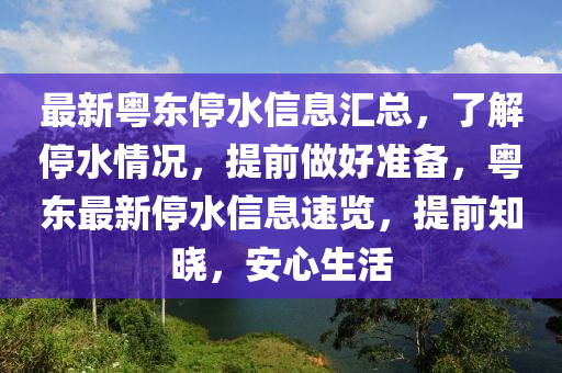 最新粵東停水信息匯總，了解停水情況，提前做好準備，粵東最新停水信息速覽，提前知曉，安心生活