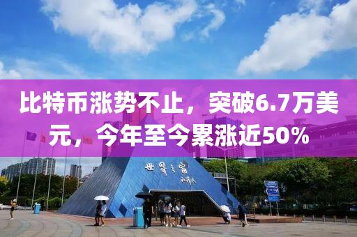 比特幣漲勢不止，突破6.7萬美元，今年至今累漲近50%