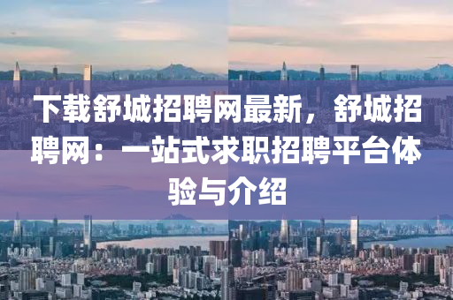 下載舒城招聘網(wǎng)最新，舒城招聘網(wǎng)：一站式求職招聘平臺體驗與介紹