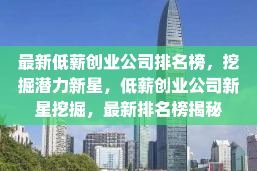 最新低薪創(chuàng)業(yè)公司排名榜，挖掘潛力新星，低薪創(chuàng)業(yè)公司新星挖掘，最新排名榜揭秘